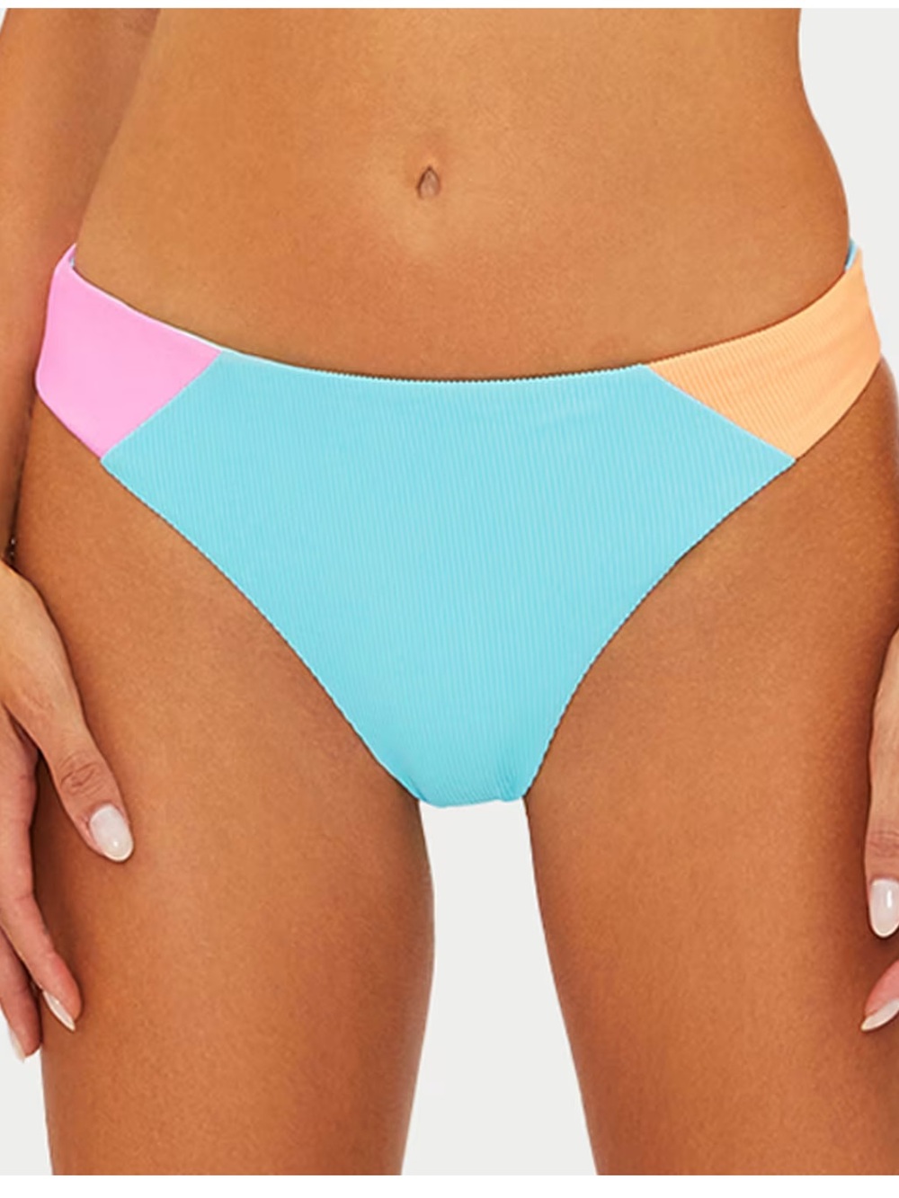 New! Beach Riot Kimora Colorblock Ribbed Bikini Bottom Blue Pink 34151